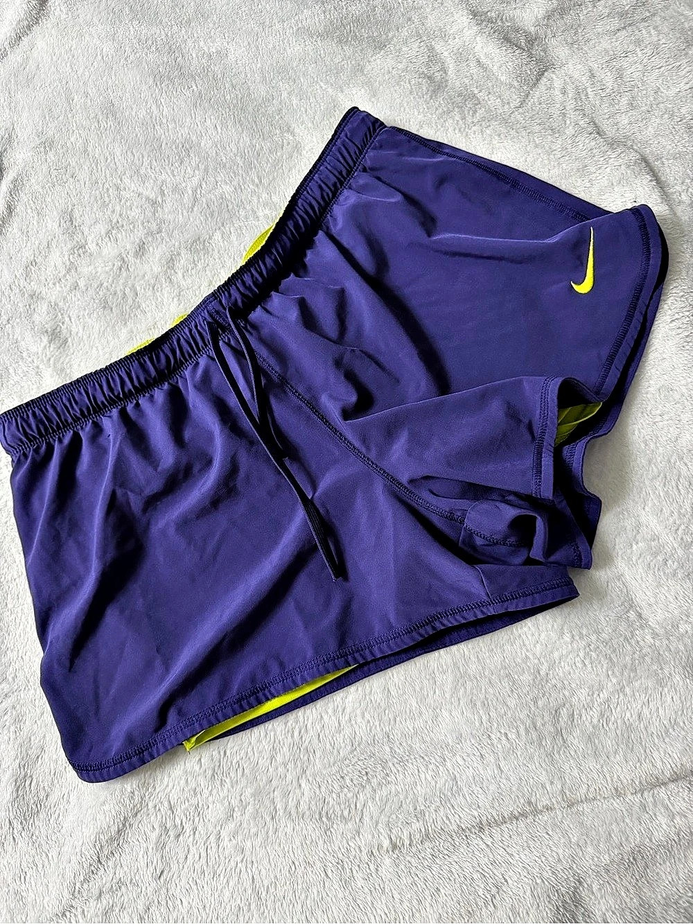 Nike Dri-FIT 2-in-1 Running Shorts Purple & Yellow Medium